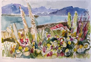 Aquarell: Blumenmeer