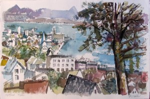 Aquarell: Molde, Norwegen