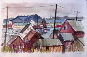 Aquarell: Saetervika, Norwegen