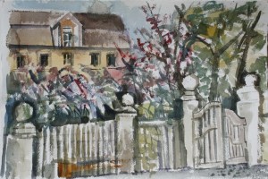 Aquarell: Altes Gartentor in Neuhof