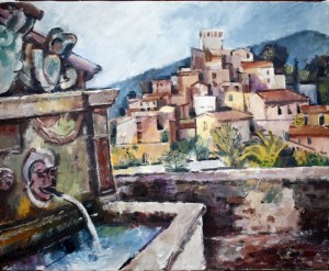 Ölbild: Brunnen bei Arcidosso