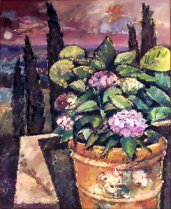 Ölbild: Hortensien