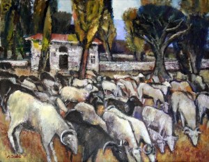 Ölbild: Schafe