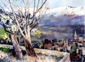 Ölbild: Schnee auf den Bergen, Privatbesitz