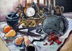 Ölbild/ Stilleben: Schnitte, 2013