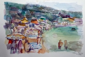 Skizze "Die Badenden" (Aquarell)