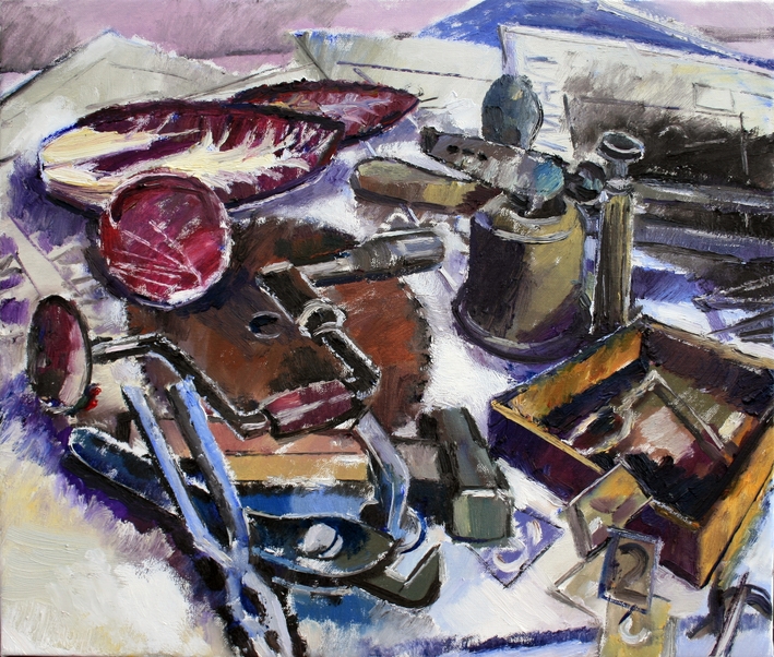 Stilleben: Werkzeug und Radicchio