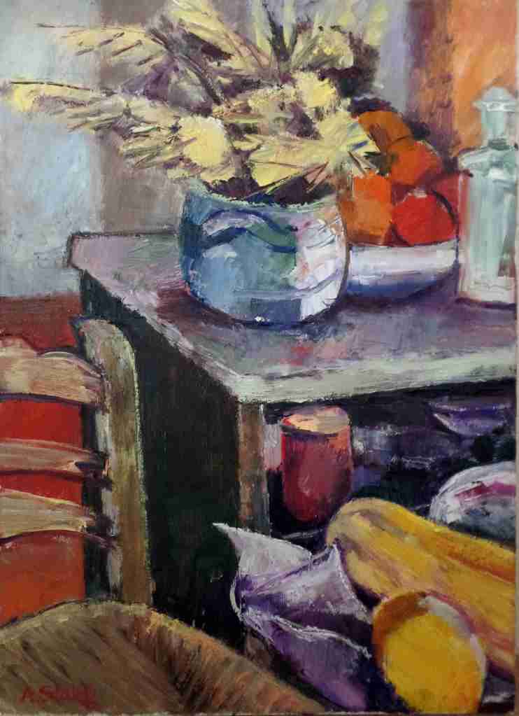 Foto Ölbild Baststuhl